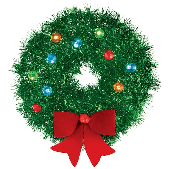 6.5&#x22; Tinsel Wreath Christmas Decoration